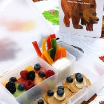 Brown Bear Bento Box with Rainbow Fruit Salad