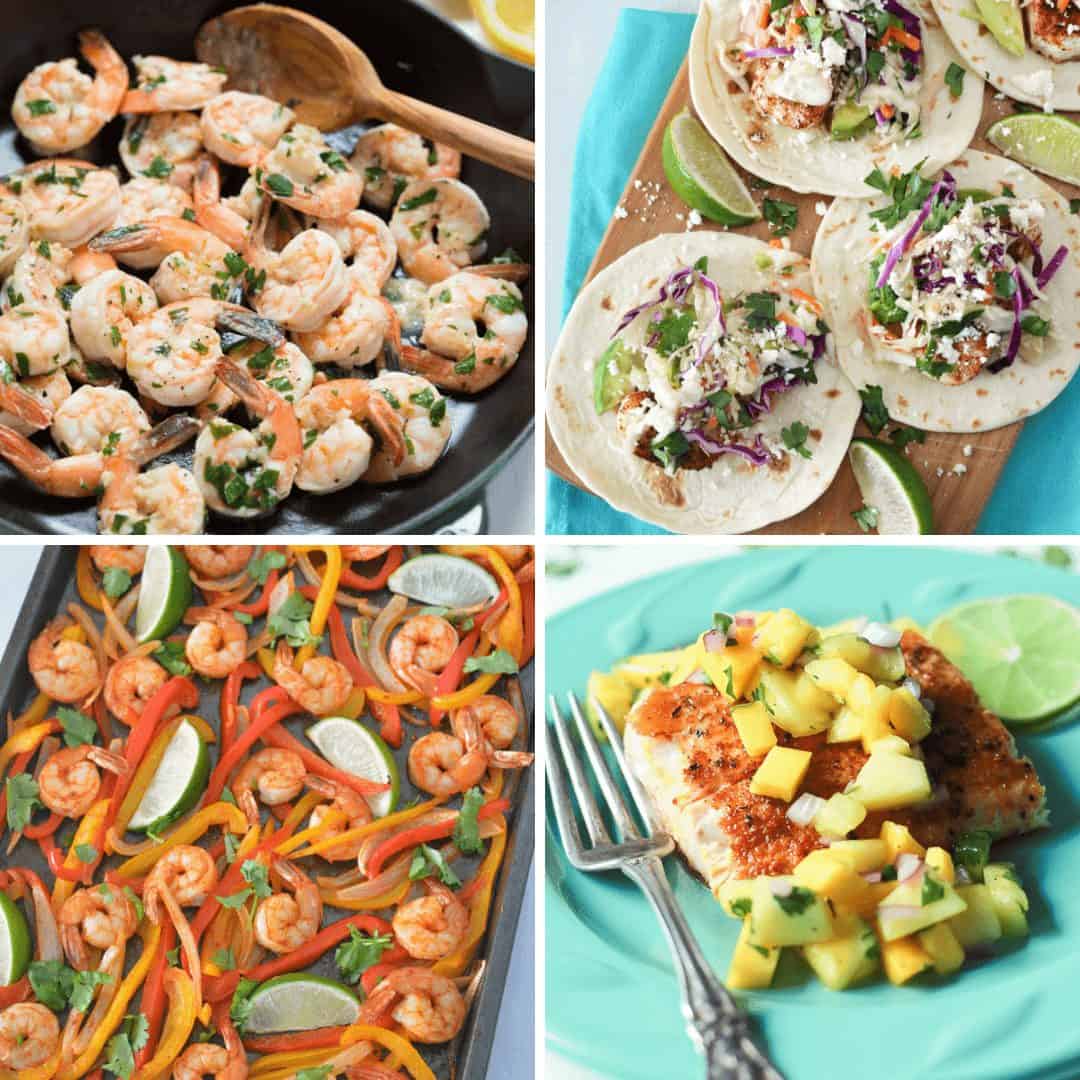 Collage of seafood recipes