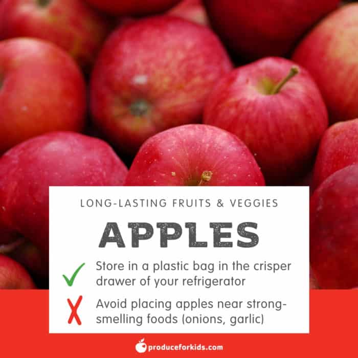 Infographic of storage tips for apples