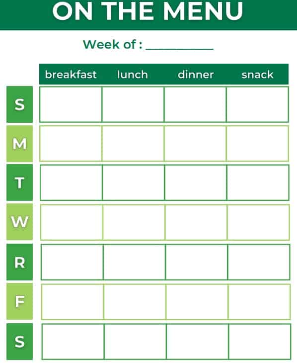 Printable Monthly Meal Planner