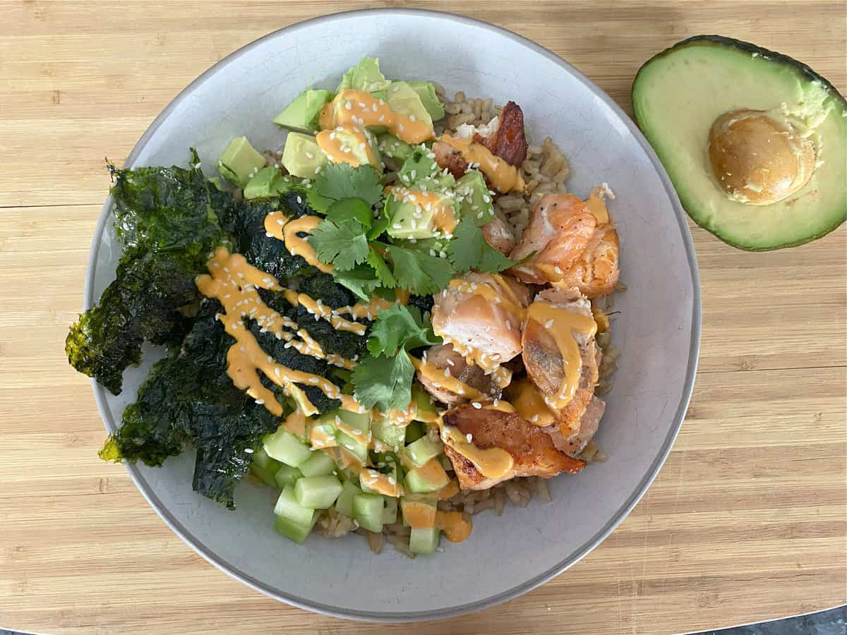 Food Rx: Heart Healthy Benefits of Avocado + Salmon Avocado Sushi Bowl