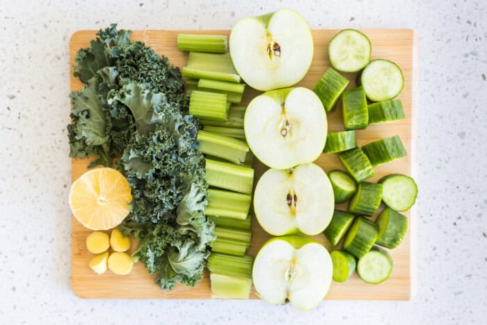 Cucumber green juice chopped ingredients